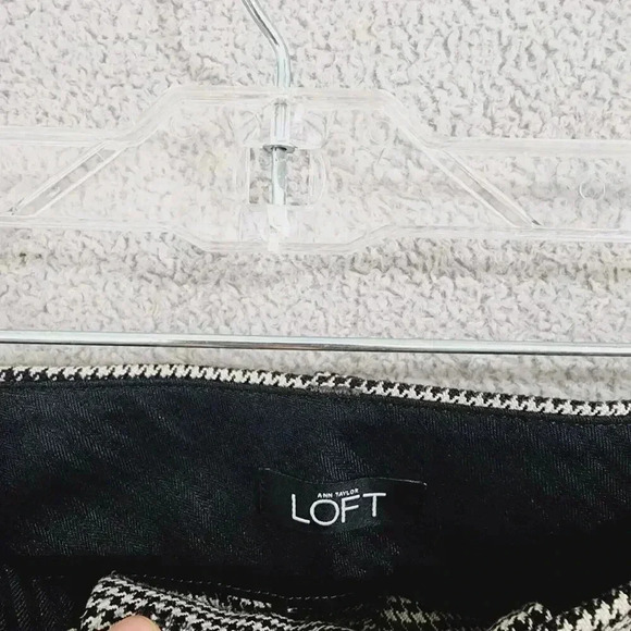 LOFT Women's14 Marisa Straight Fit Pants Black & White Houndstooth Ankle 25PT - Picture 6 of 8